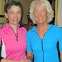 Kath Morris (1st Lady, Freewheel) being congratulated by Lowri.