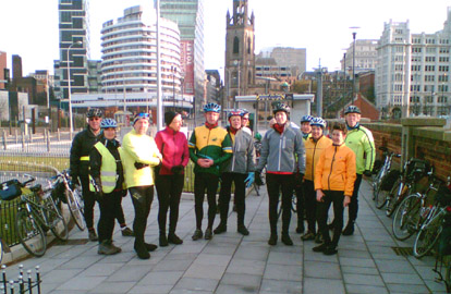 Cyclists at Liverpool Pier Head